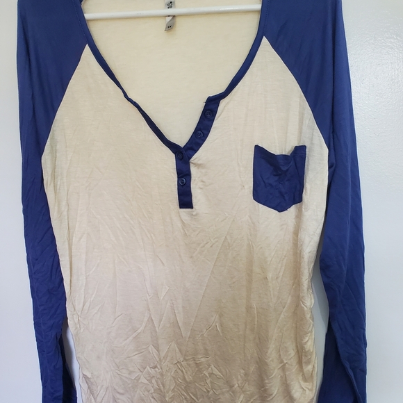 Glitz Cream Fabric with Blue Print. Sports Jersey Look - Picture 2 of 6